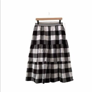 Talbots Buffalo Check Tiered Midi Skirt